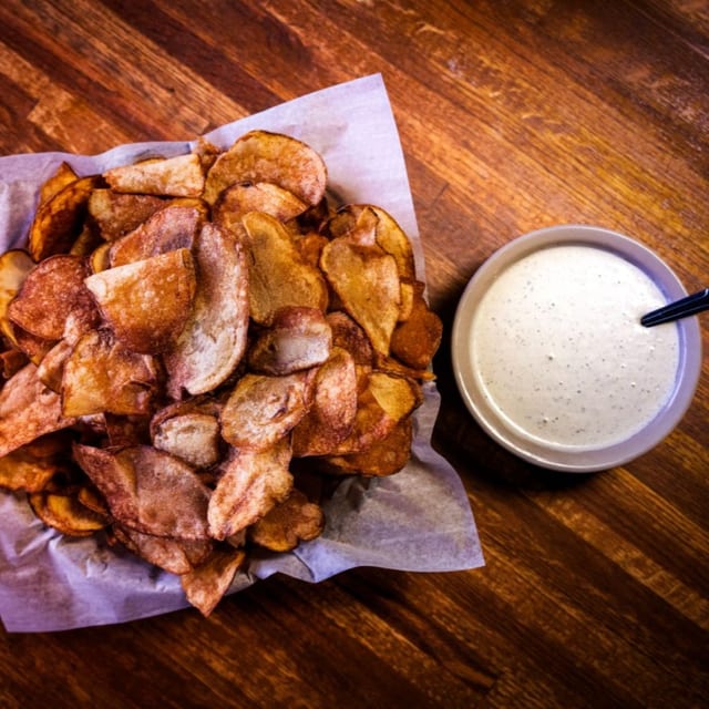Our Famous Homemade Chips and Ranch.